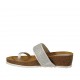 Woman's open thong mules in silver leather with rhinestones wedge heel 4 - Available sizes:  42
