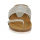 Sabot aperto infradito da donna in pelle argento con strass e zeppa 4 - Misure disponibili: 42