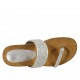 Woman's open thong mules in silver leather with rhinestones wedge heel 4 - Available sizes:  42