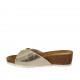 Sabot da donna in pelle laminata platino con fibbia zeppa 4 - Misure disponibili: 42