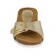 Sabot da donna in pelle laminata platino con fibbia zeppa 4 - Misure disponibili: 42