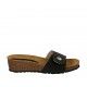 Sabot da donna in pelle nera con bottone, velcro e zeppa 4 - Misure disponibili: 42, 43, 44