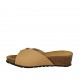 Mule pour femmes en cuir beige avec boucle talon compensé 4 - Pointures disponibles:  42, 43, 44