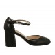 Scarpa aperta da donna con cinturino in pelle nera tacco grosso 7 - Misure disponibili: 42