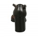 Escarpin ouvert pour femmes avec courroie en cuir noir talon carré 7 - Pointures disponibles:  42