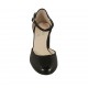 Zapato abierto para mujer con cinturon en piel negra tacon cuadrado 7 - Tallas disponibles:  42