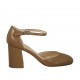 Scarpa aperta da donna in pelle beige con cinturino tacco 7 - Misure disponibili: 32, 43, 45