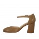 Zapato abierto para mujer en piel beis con cinturon tacon 7 - Tallas disponibles:  45
