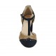 Zapato abierto para mujer en gamuza azul oscuro y beis con cinturon salomé tacon 7 - Tallas disponibles:  42, 45