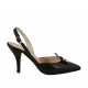 Zapato destalonado para mujer con accesorio en piel negra tacon 9 - Tallas disponibles:  42