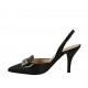 Zapato destalonado para mujer con accesorio en piel negra tacon 9 - Tallas disponibles:  42