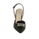 Zapato destalonado para mujer con accesorio en piel negra tacon 9 - Tallas disponibles:  42