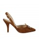 Slingback für Damen mit Accessoire aus tabakfarbenem Wildleder Absatz 9 - Verfügbare Größen:  32, 42