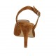Slingback für Damen mit Accessoire aus tabakfarbenem Wildleder Absatz 9 - Verfügbare Größen:  32, 42