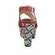 Sandalo accollato con plateau in pelle rossa con zeppa rivestita multicolore effetto optical tacco 10 - Misure disponibili: 34, 43