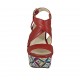 Sandalo accollato con plateau in pelle rossa con zeppa rivestita multicolore effetto optical tacco 10 - Misure disponibili: 34, 43