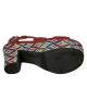 Sandalo accollato con plateau in pelle rossa con zeppa rivestita multicolore effetto optical tacco 10 - Misure disponibili: 34, 43