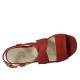 Sandalo accollato con plateau in pelle rossa con zeppa rivestita multicolore effetto optical tacco 10 - Misure disponibili: 34, 43