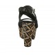 Sandalo con plateau in pelle nera con zeppa rivestita multicolore effetto optical tacco 10 - Misure disponibili: 42, 43