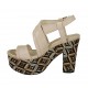 Sandalo con plateau in pelle nude con zeppa rivestita multicolore effetto optical tacco 10 - Misure disponibili: 42, 43