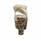 Sandalo con plateau in pelle nude con zeppa rivestita multicolore effetto optical tacco 10 - Misure disponibili: 42, 43
