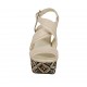 Sandalo con plateau in pelle nude con zeppa rivestita multicolore effetto optical tacco 10 - Misure disponibili: 42, 43