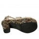 Sandalo con plateau in pelle nude con zeppa rivestita multicolore effetto optical tacco 10 - Misure disponibili: 42, 43