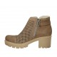 Stivaletto da donna con cerniera e fibbia in nabuk e nabuk forato taupe tacco 6 - Misure disponibili: 44