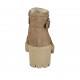 Stivaletto da donna con cerniera e fibbia in nabuk e nabuk forato taupe tacco 6 - Misure disponibili: 44