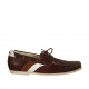 Mocasino deportivo para hombres con cordones en piel marron, cuero y blanca - Tallas disponibles:  47, 48, 52