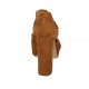 Zapato abierto para mujer con cinturon, borlas y plataforma en gamuza color cuero y marron tacon 9 - Tallas disponibles:  43, 45