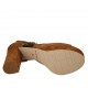 Zapato abierto para mujer con cinturon, borlas y plataforma en gamuza color cuero y marron tacon 9 - Tallas disponibles:  43, 45
