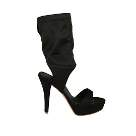 Sandalo da donna con plateau in tessuto elasticizzato nero tacco 11 - Misure disponibili: 34, 42, 43, 46