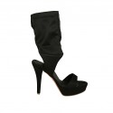 Woman's sandal with platform in black elastic fabric heel 11