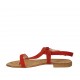 Sandalo infradito da donna in camoscio rosso corallo tacco 1 - Misure disponibili: 45, 46, 47
