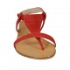 Sandalo infradito da donna in camoscio rosso corallo tacco 1 - Misure disponibili: 45, 46, 47