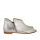 Zapato abierto para mujer con cremalleras en piel laminada plateada tacon 1 - Tallas disponibles:  33, 42, 43, 45