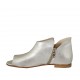 Zapato abierto para mujer con cremalleras en piel laminada plateada tacon 1 - Tallas disponibles:  33, 42, 43, 45