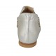 Zapato abierto para mujer con cremalleras en piel laminada plateada tacon 1 - Tallas disponibles:  33, 42, 43, 45