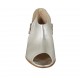 Zapato abierto para mujer con cremalleras en piel laminada plateada tacon 1 - Tallas disponibles:  33, 42, 43, 45