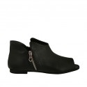 Zapato abierto para mujer con cremalleras en piel negra tacon 1