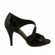 Zapato abierto para mujer en charol negro tacon 9 - Tallas disponibles:  31, 42, 43, 45, 46