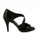 Zapato abierto para mujer en charol negro tacon 9