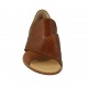 Woman's open shoe in tan brown leather heel 2 - Available sizes:  34