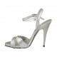 Sandalo da donna con cinturino e plateau in pelle laminata argento tacco 11 - Misure disponibili: 33, 42, 43