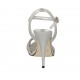 Sandalo da donna con cinturino e plateau in pelle laminata argento tacco 11 - Misure disponibili: 33, 42, 43