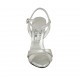 Sandalo da donna con cinturino e plateau in pelle laminata argento tacco 11 - Misure disponibili: 33, 42, 43