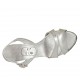 Sandalo da donna con cinturino e plateau in pelle laminata argento tacco 11 - Misure disponibili: 33, 42, 43