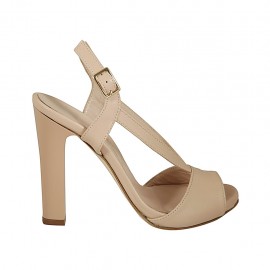 Sandalia para mujer en piel color desnudo con plataforma tacon 11 - Tallas disponibles:  43