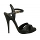Sandalo con cinturino e plateau in pelle nera tacco 11 - Misure disponibili: 43
